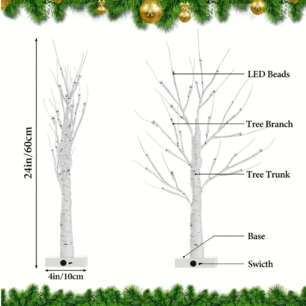 Pack Of 2, LED Birch Tree with Lights