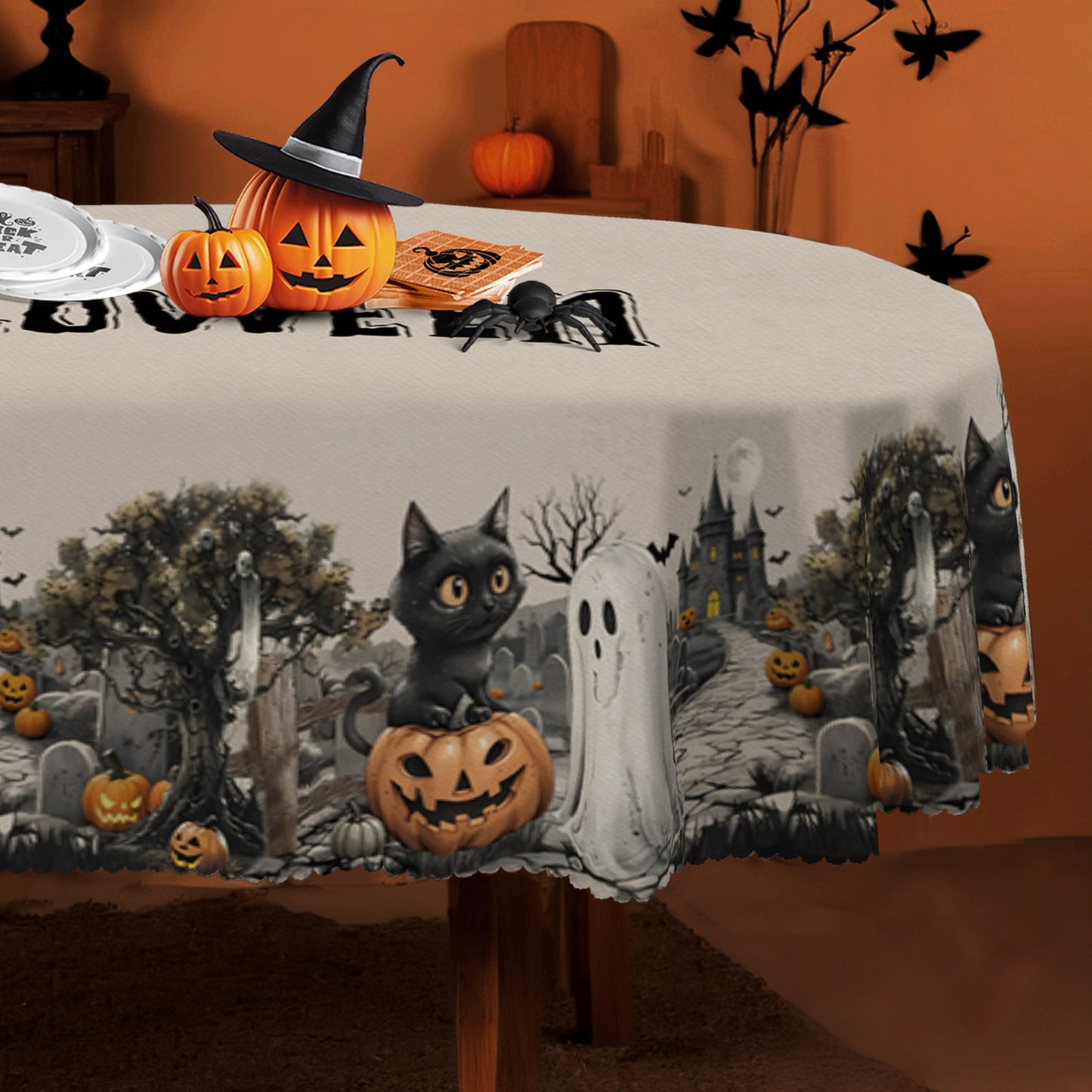 Vintage Halloween Tablecloth Round/Rectangle/Oval