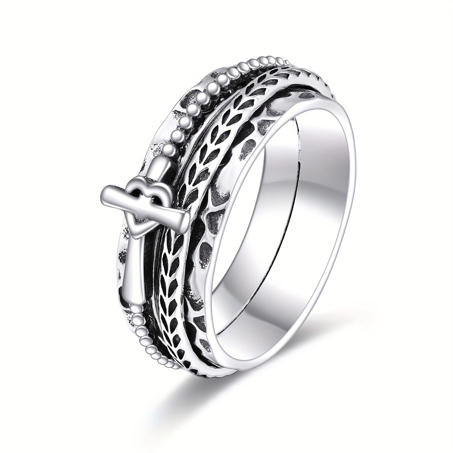 Spinner Rings for Women or Men Sterling Silver Cross