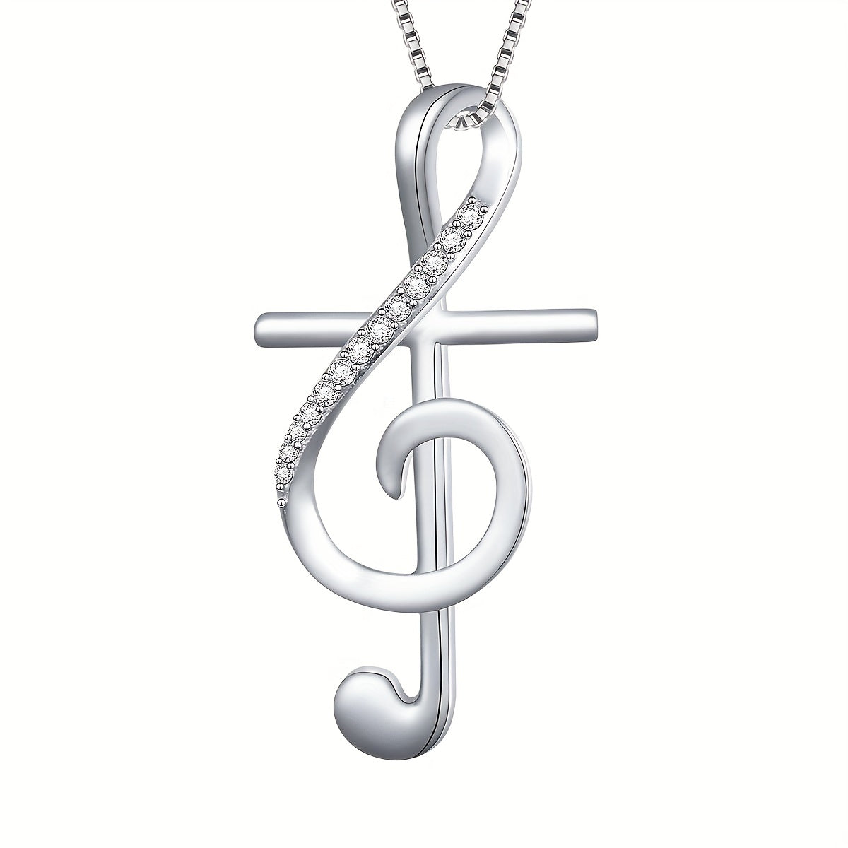 Silvery Musical Note Cross Pendant