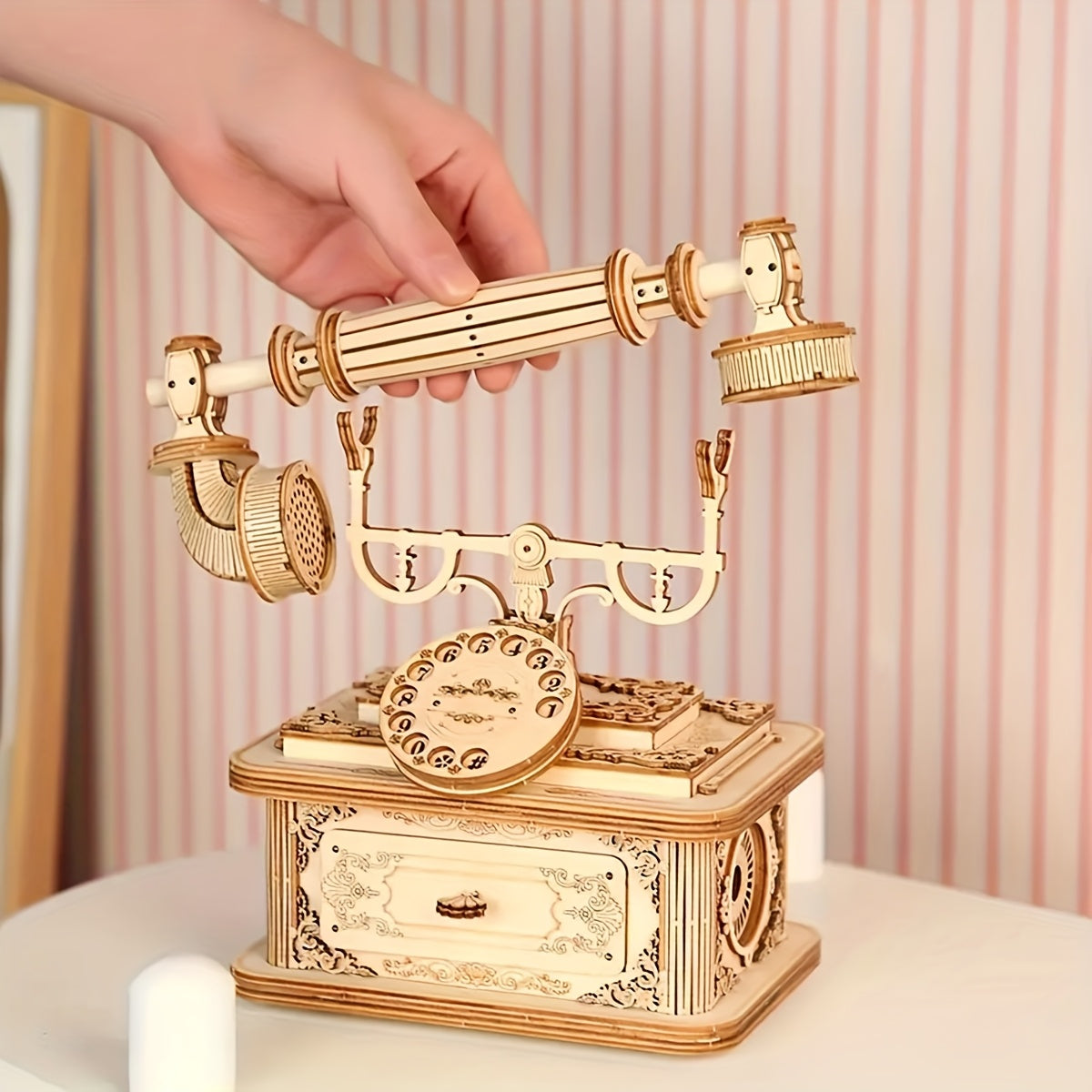 3D Wooden Puzzle for Adults Retro Telephone