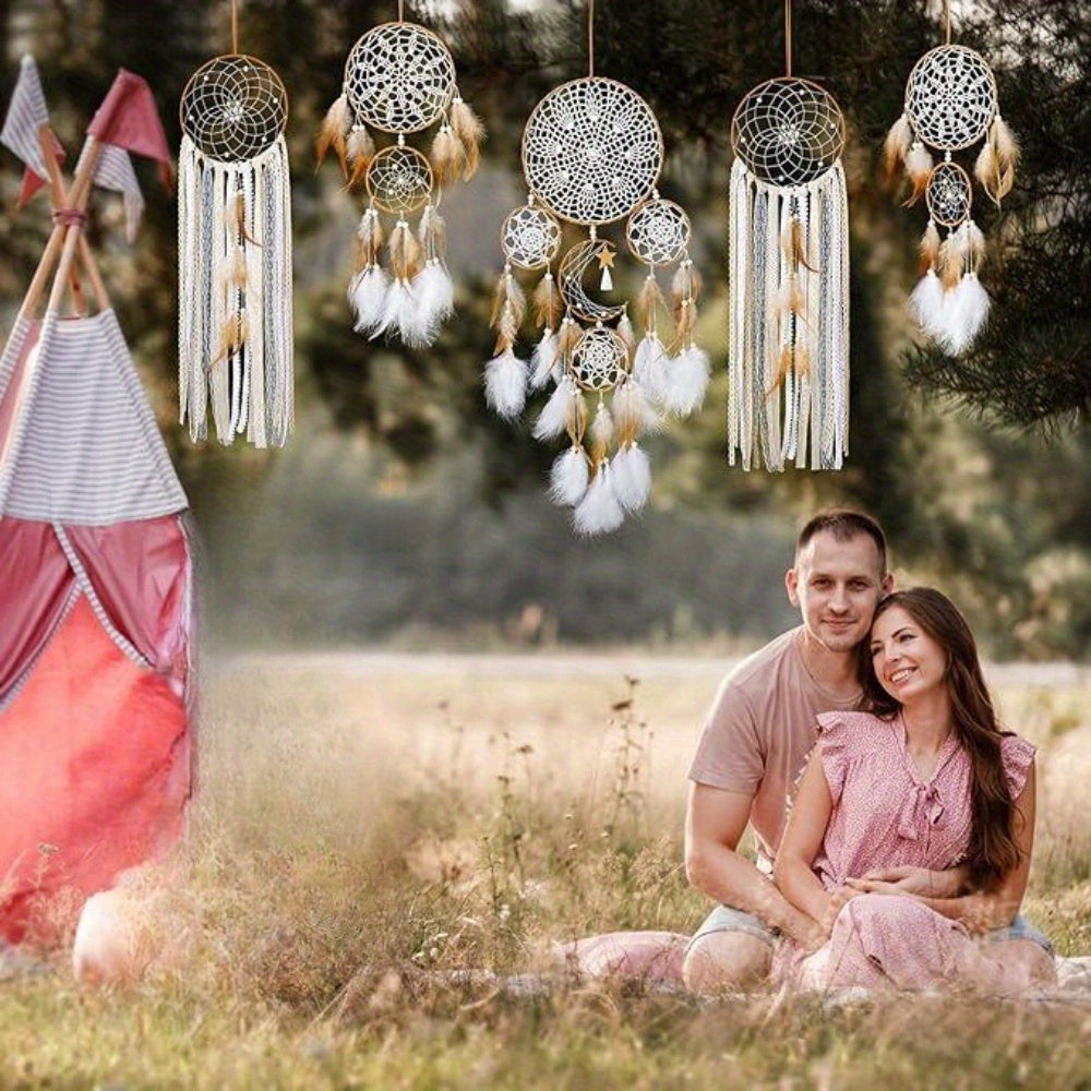 5 Pack Moon Handmade Dream Catcher