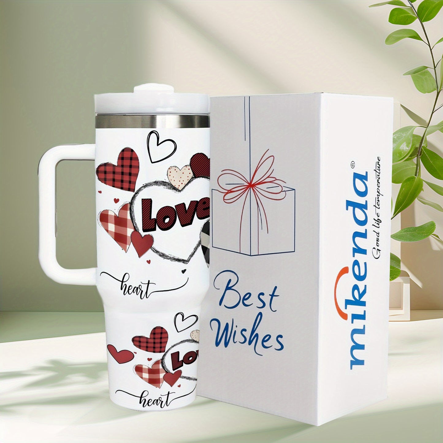 1pc 40oz Stainless Steel Tumbler With Handle