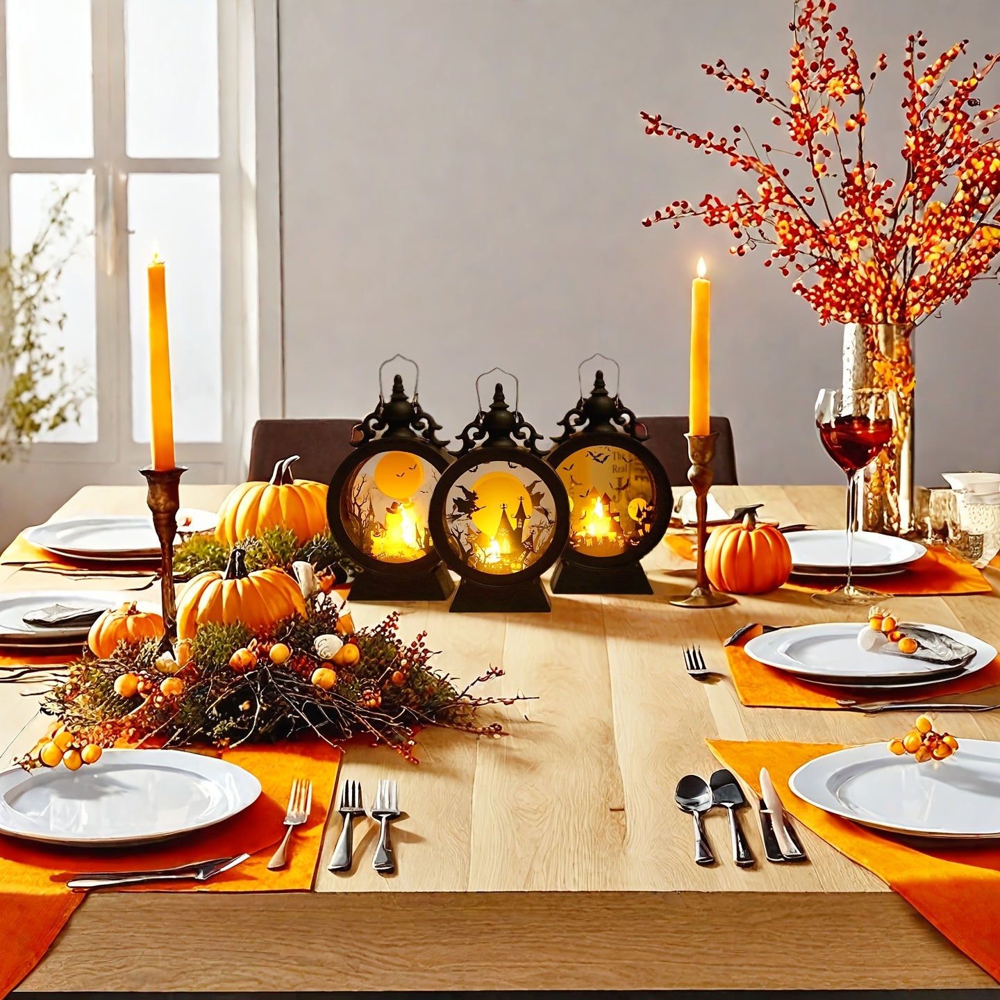 Set Of 3 Halloween Table Lamp with Flickering LED Light