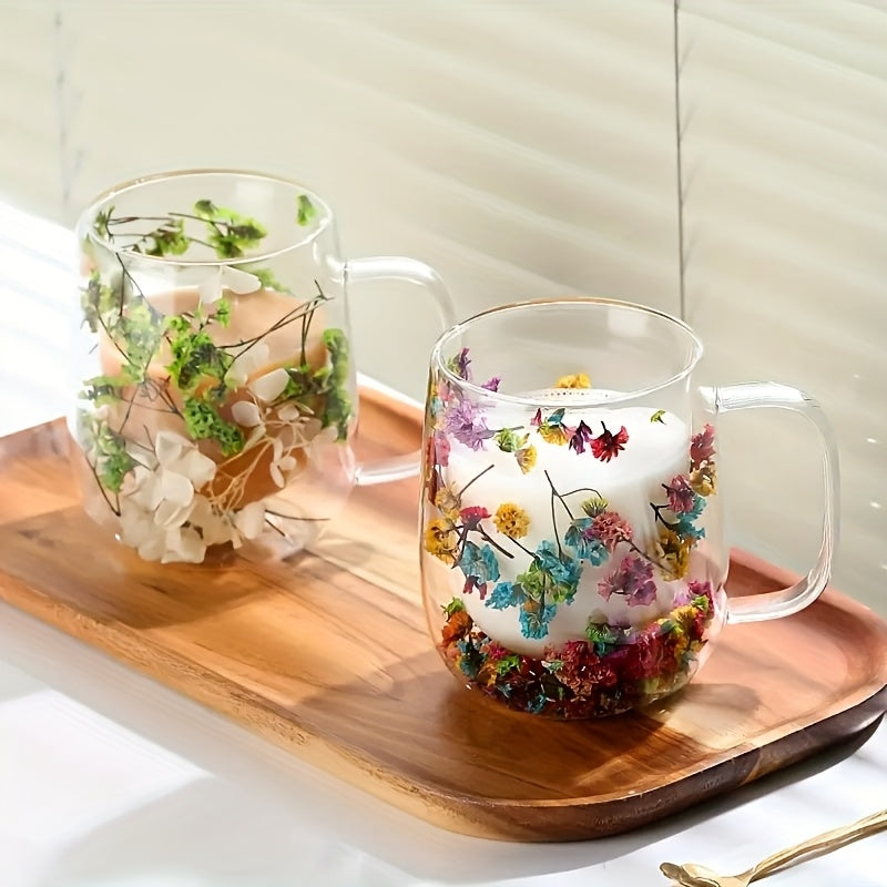 4pcs, Flowers Inside Glass Coffee Mug