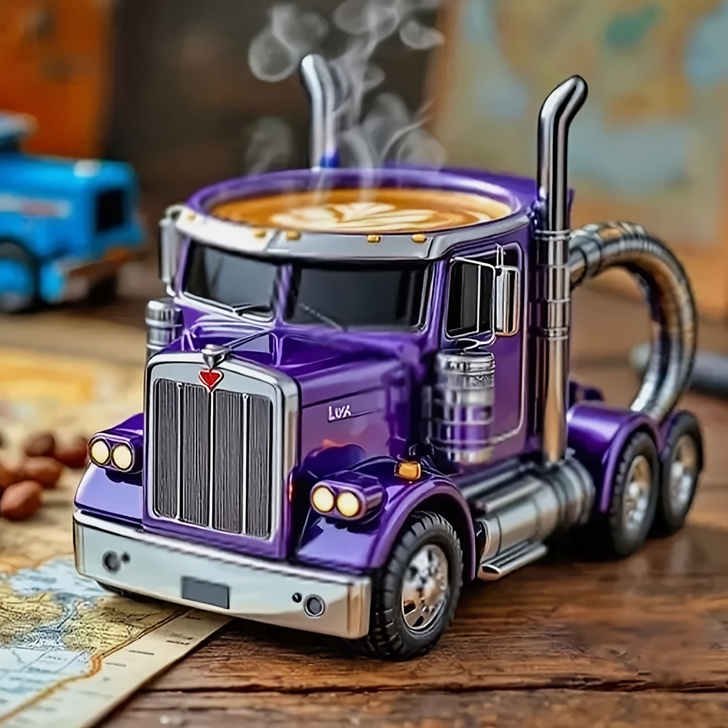 Handcrafted Semi-Truck Shaped Coffee Mug - Durable Resin Reusable Cup With Detailed Design, Multi-Color Options - Perfect Gift For Truck Drivers, Dad, Coffee-Loving Truckers - Hand Wash Only, Coffee Cup, Sturdy Construction