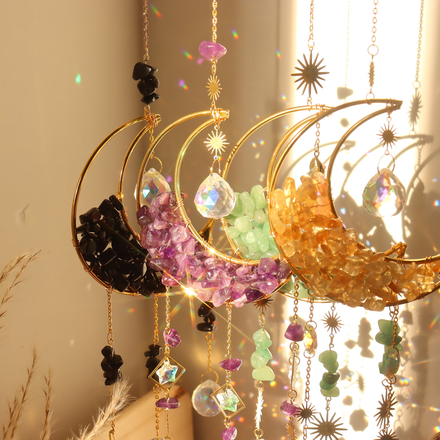 Amethyst Moon Crystal Suncatcher