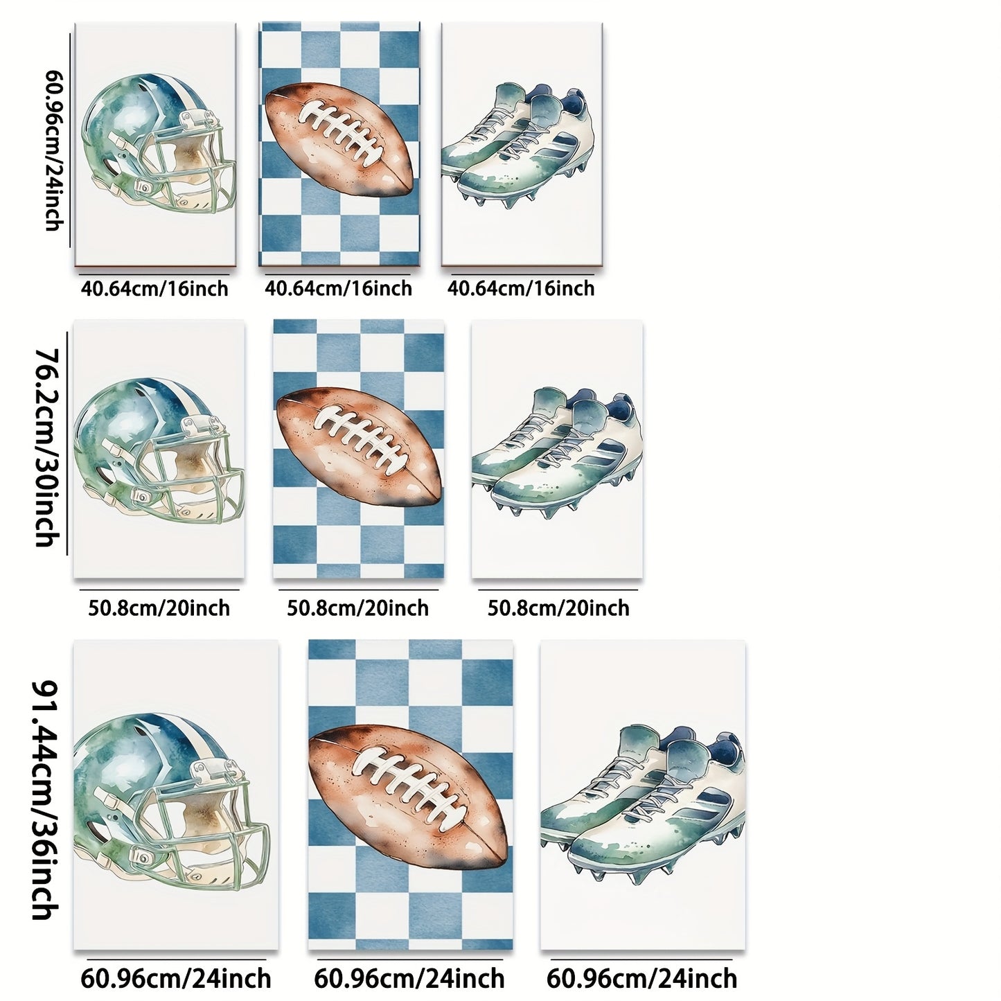 3pcs Art Retro American Football Prints