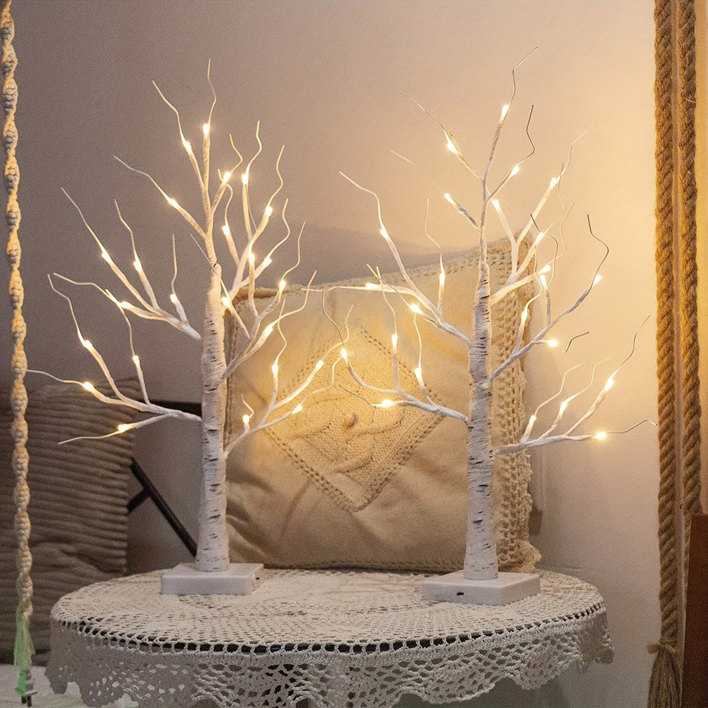 Pack Of 2, LED Birch Tree with Lights