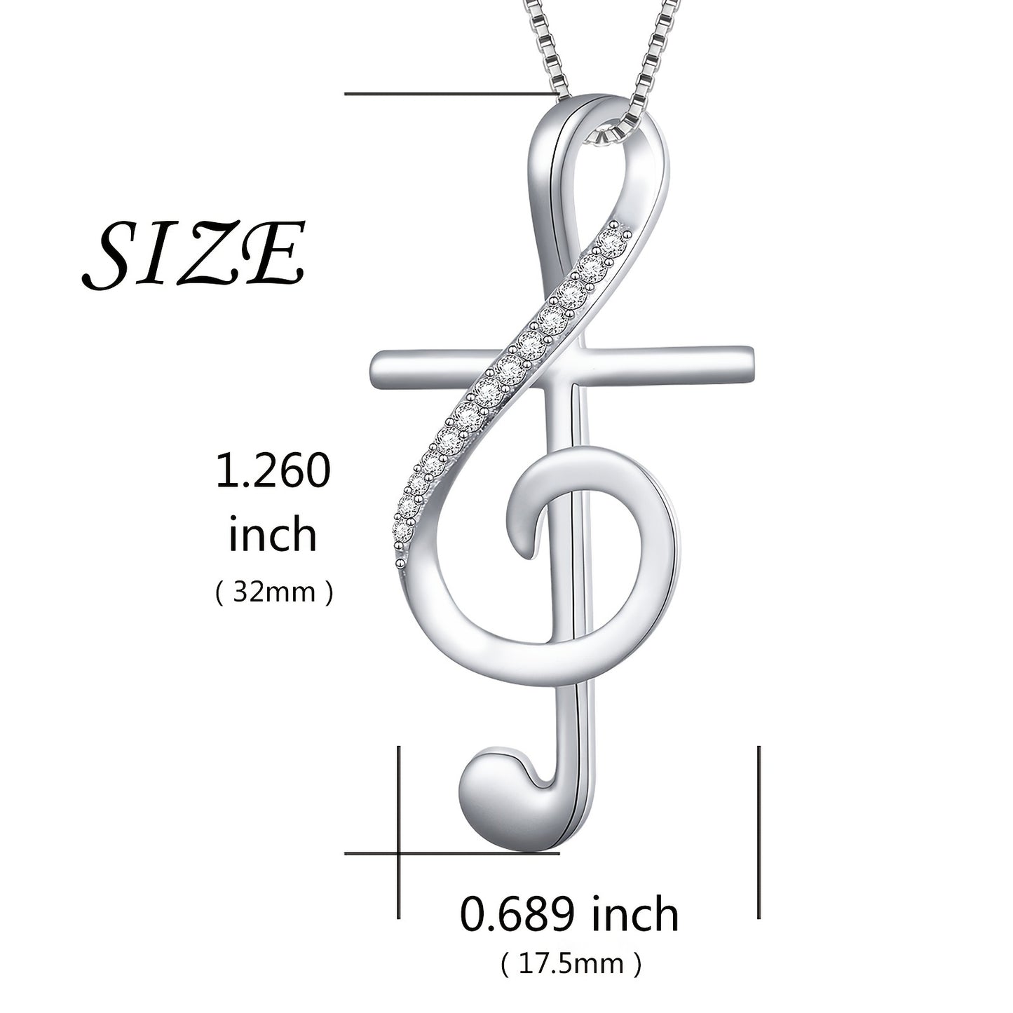 Silvery Musical Note Cross Pendant