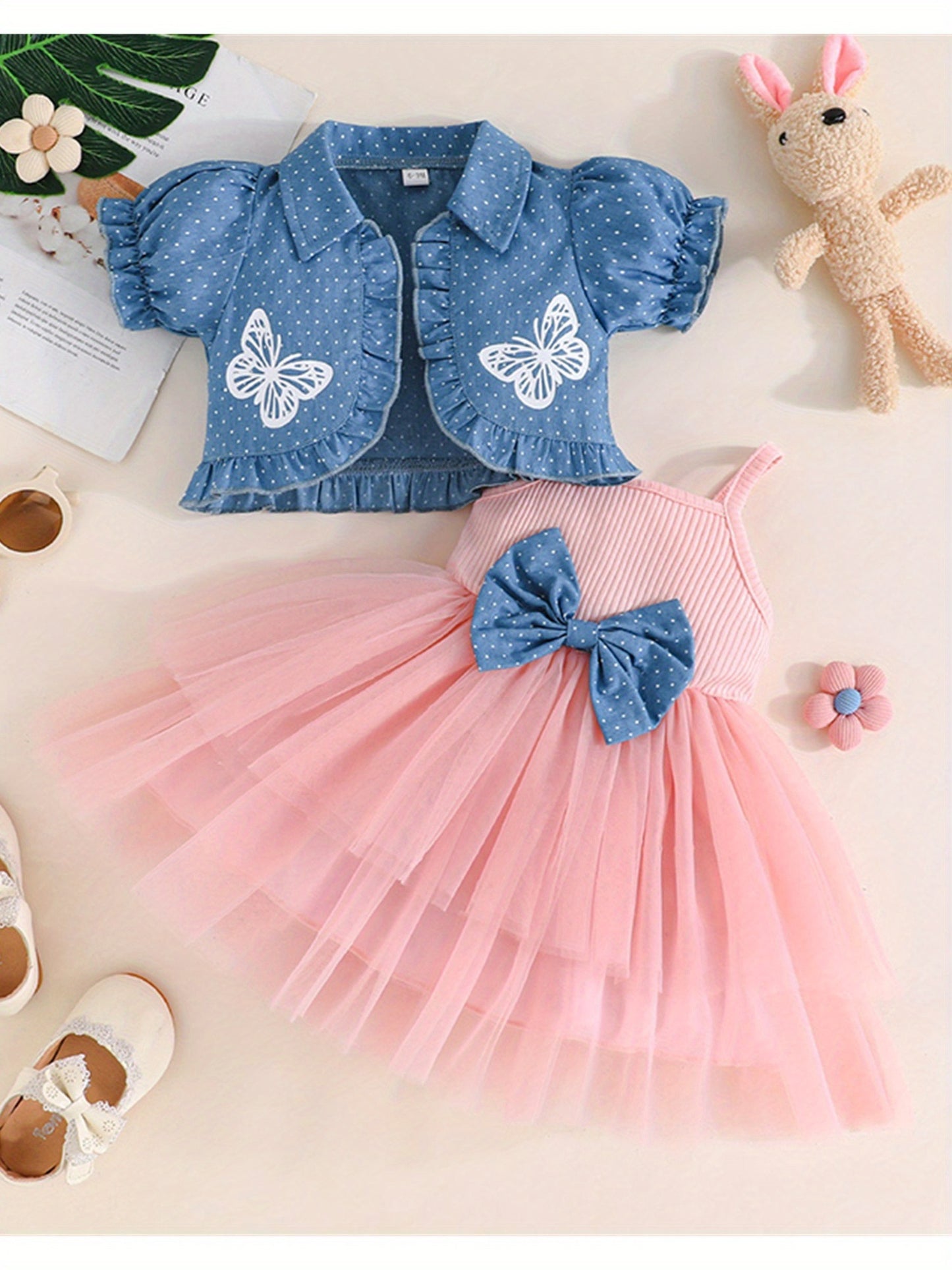 Tulle Spaghetti Strap Dress with Short Sleeve Jacket