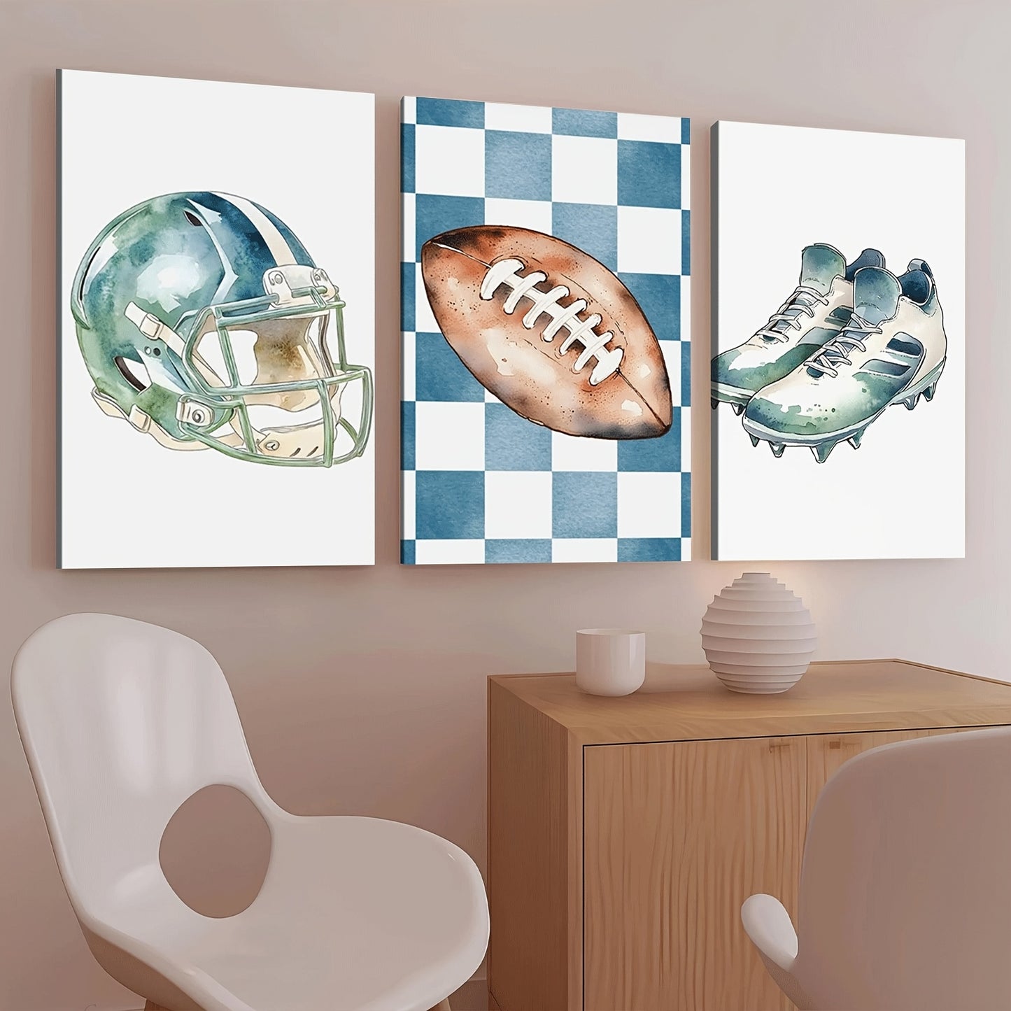 3pcs Art Retro American Football Prints
