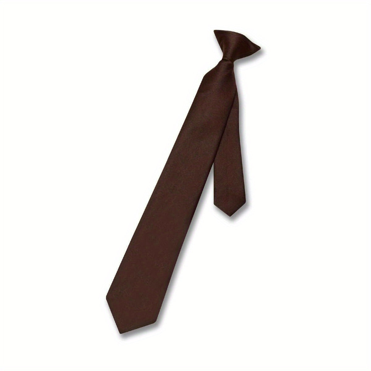 Boys' Clip-On Necktie - Solid Chocolate Brown