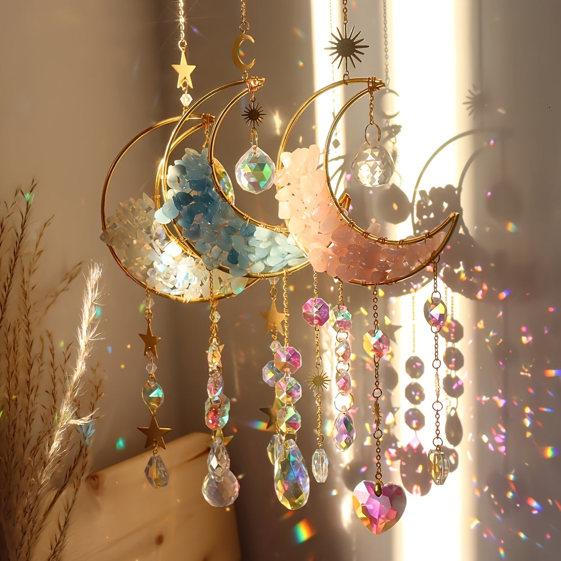 Amethyst Moon Crystal Suncatcher
