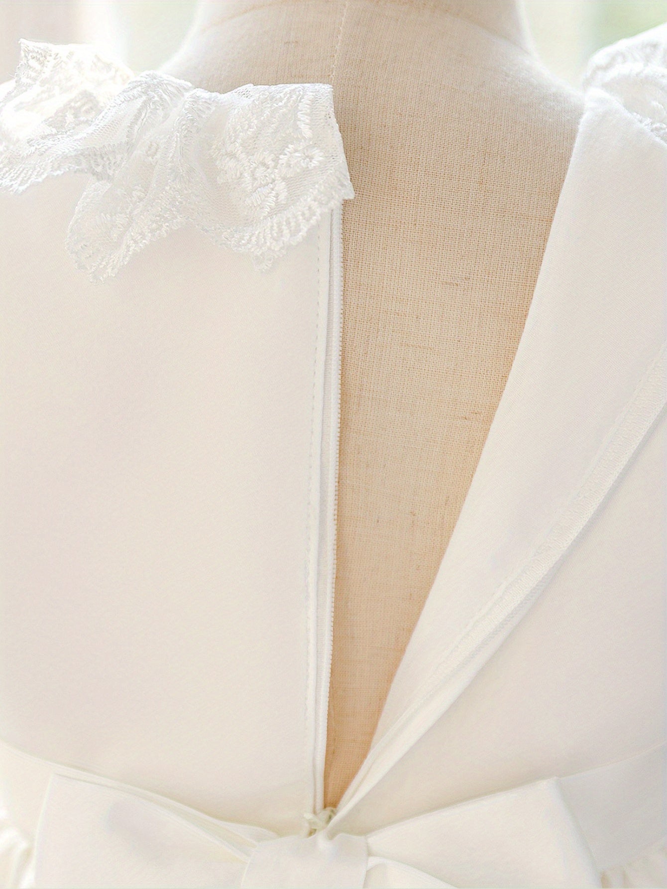 girls' dress with lace trim and embroidery
