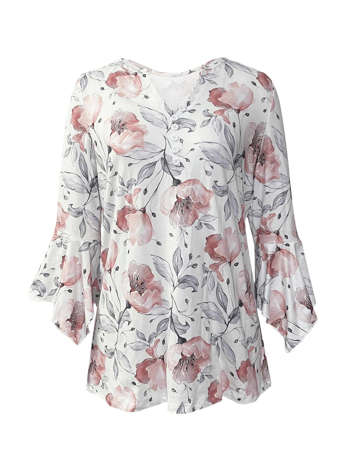 Women's Floral Print Button-Up Shirt