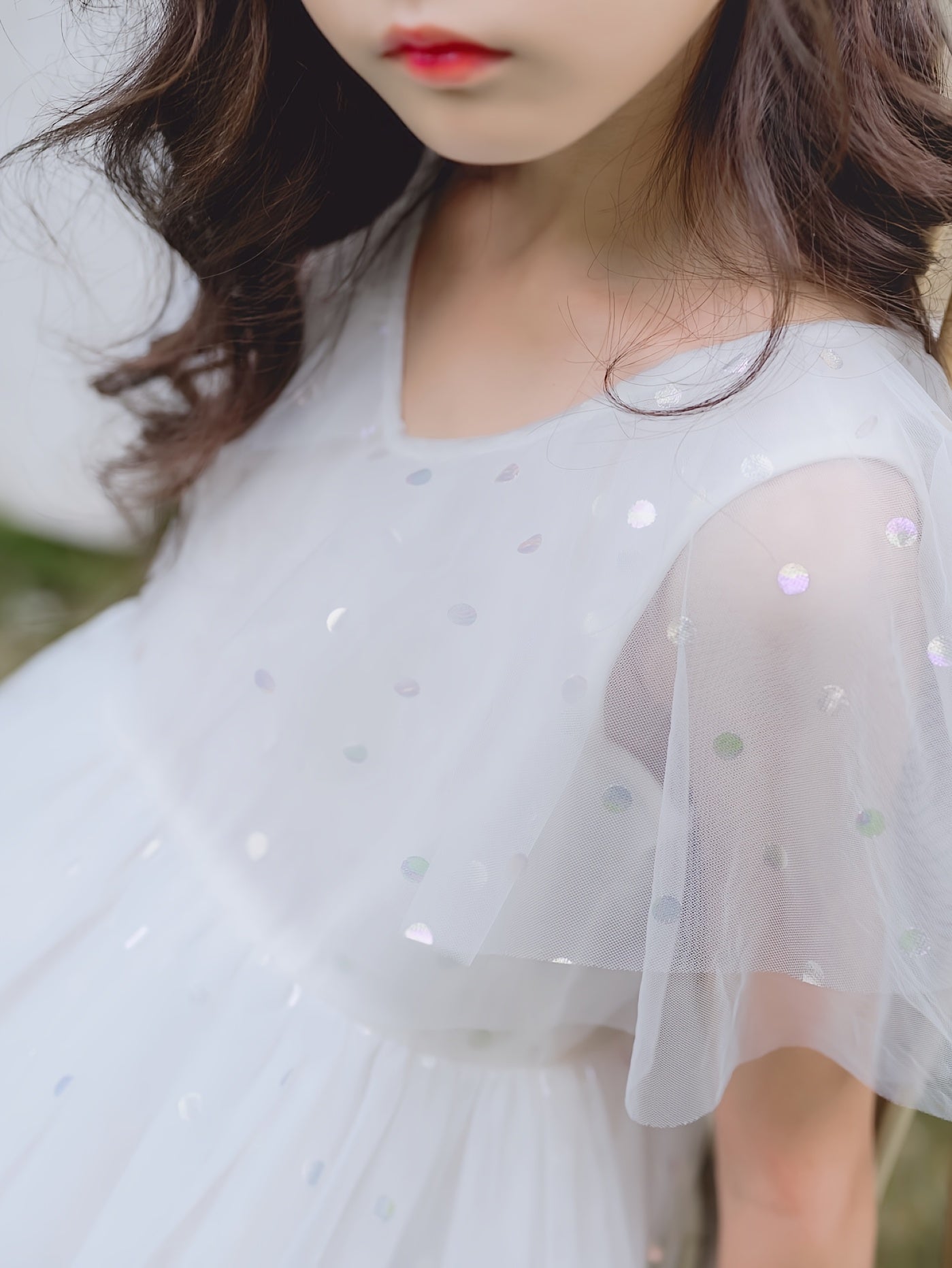 Girls Tulle Dress Flutter Sleeve