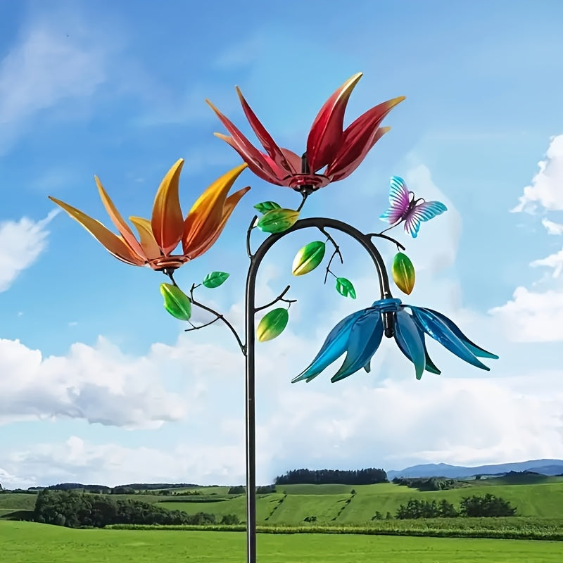 3 Rotating Colorful Flowers & Butterflies