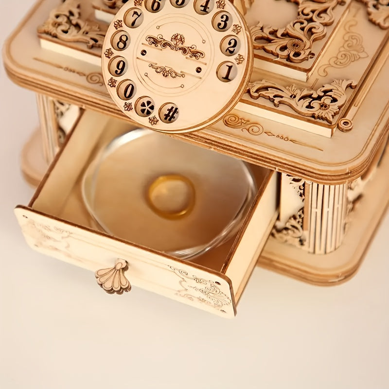 3D Wooden Puzzle for Adults Retro Telephone