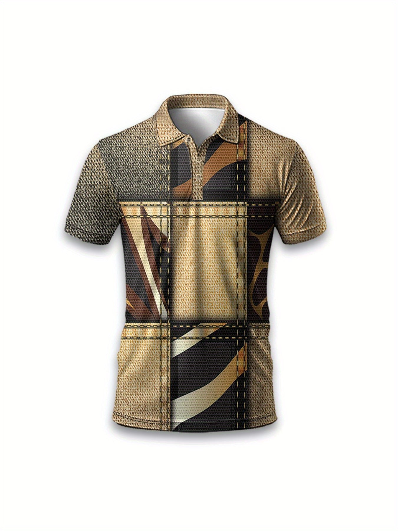 Patchwork Print Golf Shirt