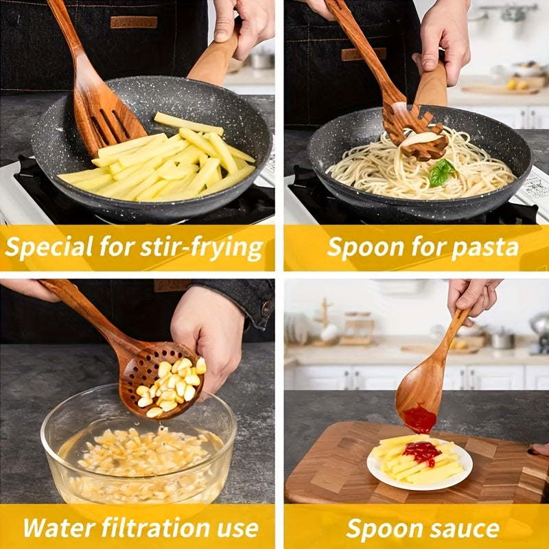 10pcs Non-stick Teak Cookware Set