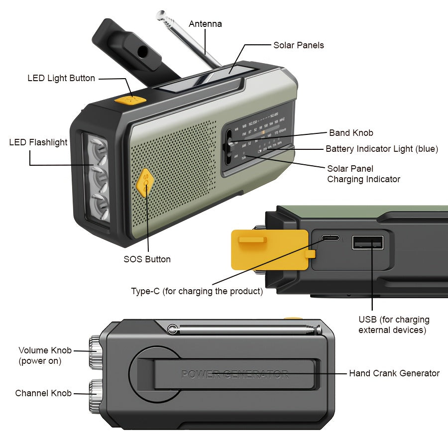 Emergency Solar Hand Crank Radio