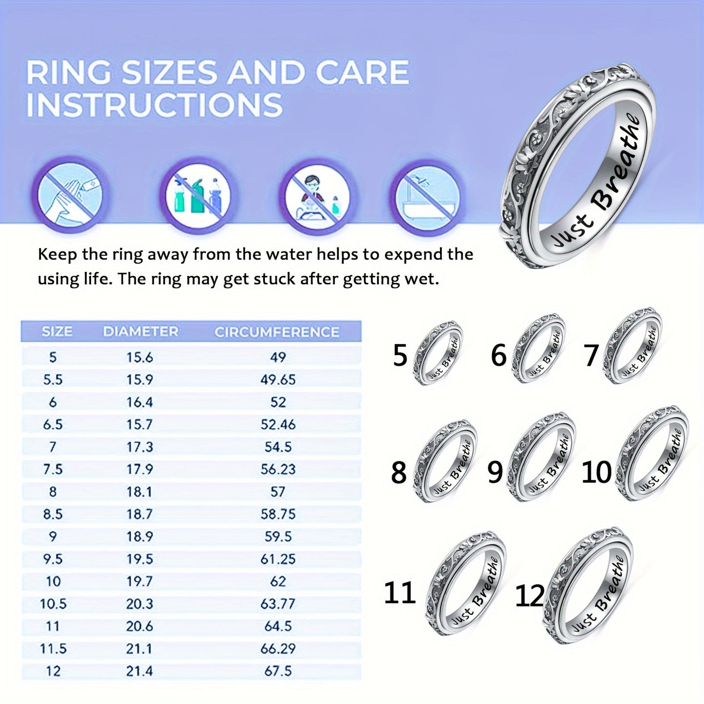 Sterling Silver Lotus Flower Fidget Ring