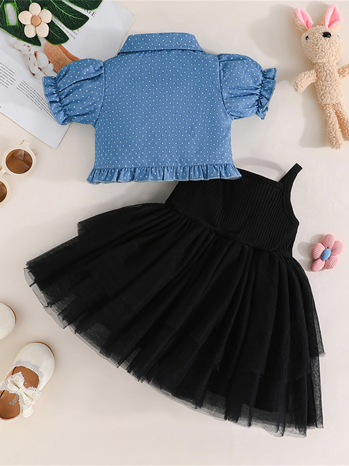 Tulle Spaghetti Strap Dress with Short Sleeve Jacket