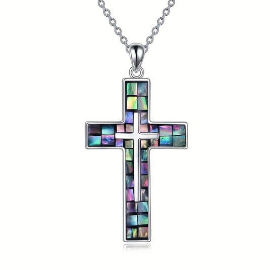 Silver Abalone Shell Cross