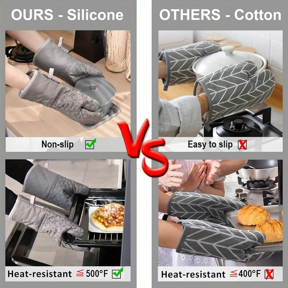 Silicone Oven Mitts and Pot Holder Set
