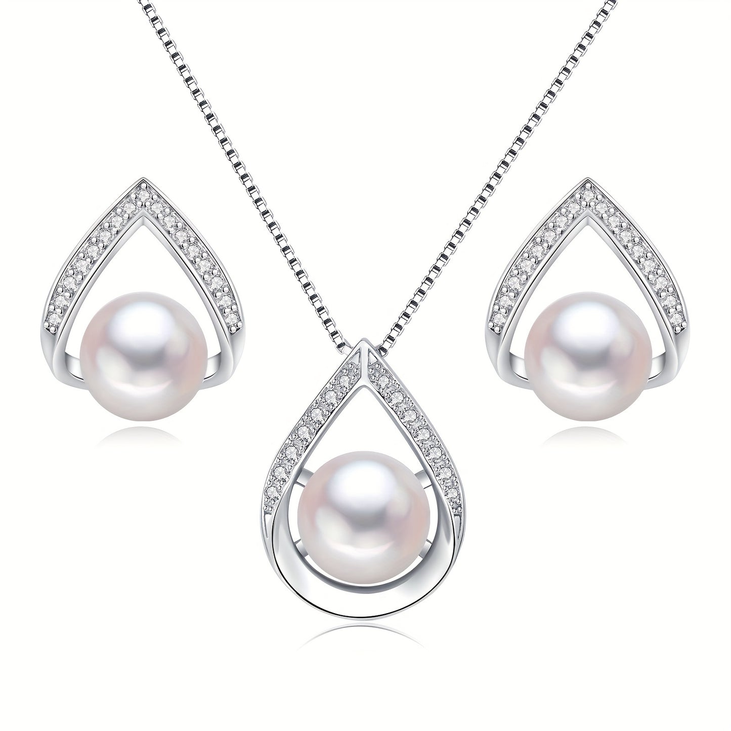 Cultured Black and White Pearls Necklace And Earrings Set