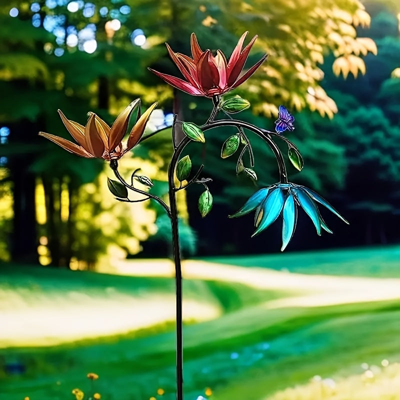 3 Rotating Colorful Flowers & Butterflies