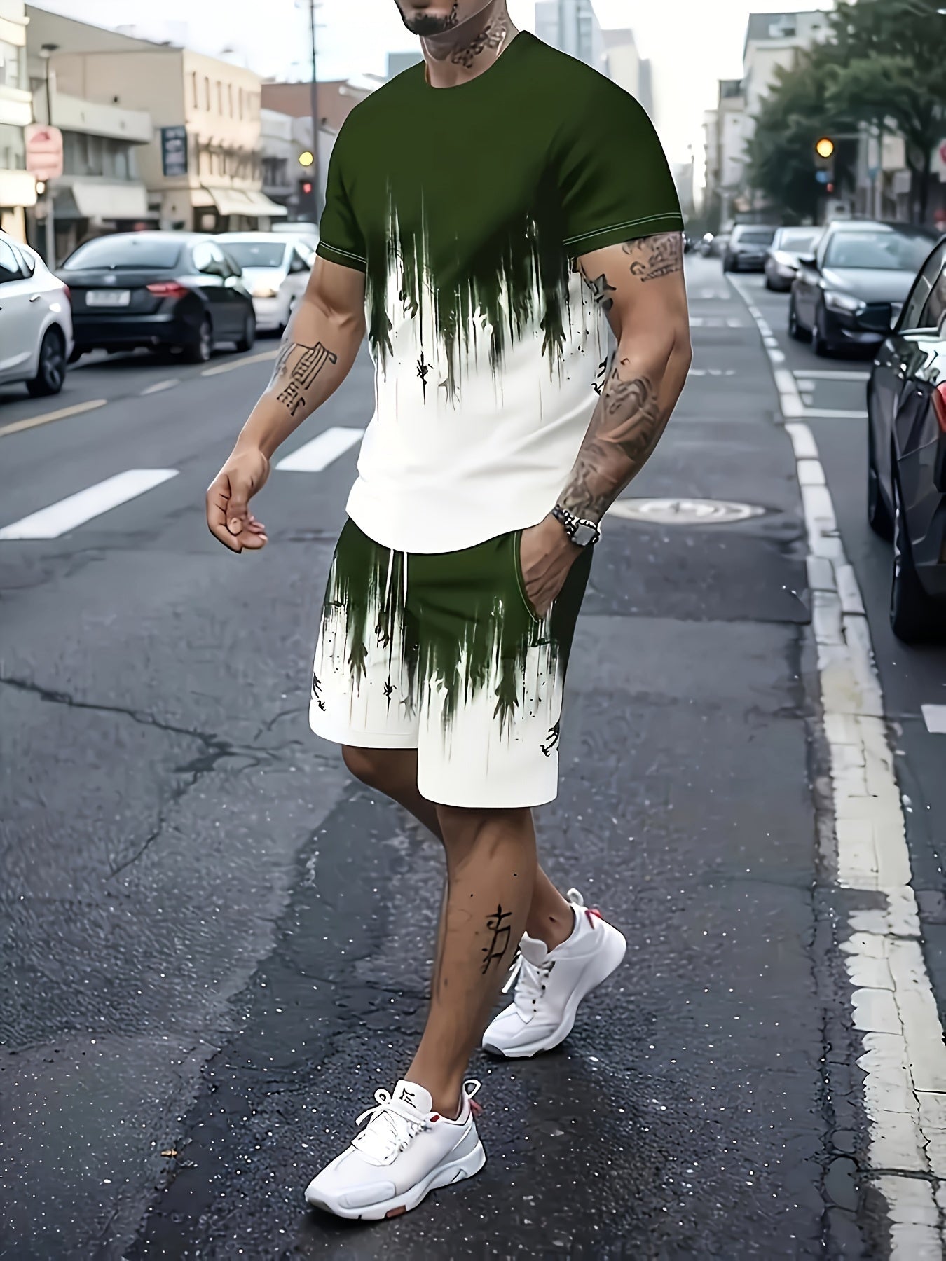 Short Sleeve Tee And Drawstring Shorts Set