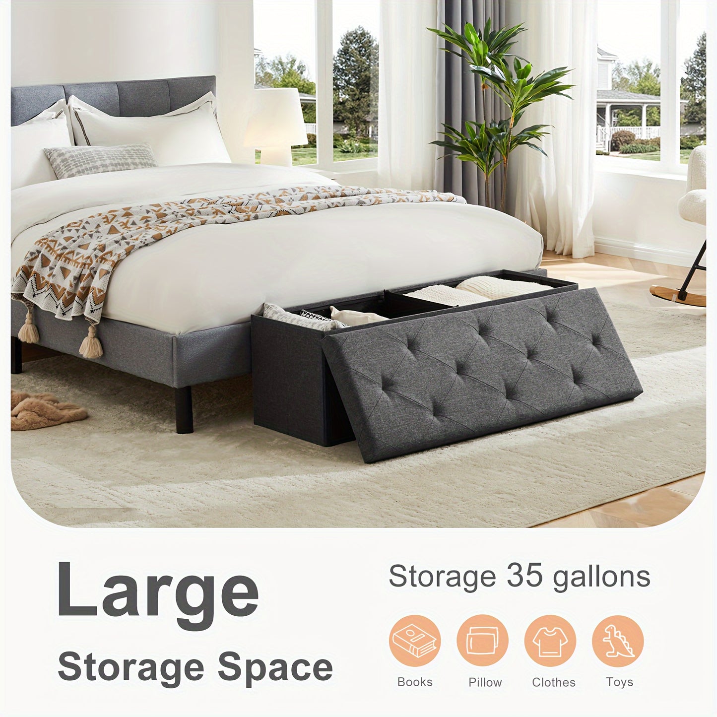 Multi-Functional Foot Rest with End of Bed Storage Space