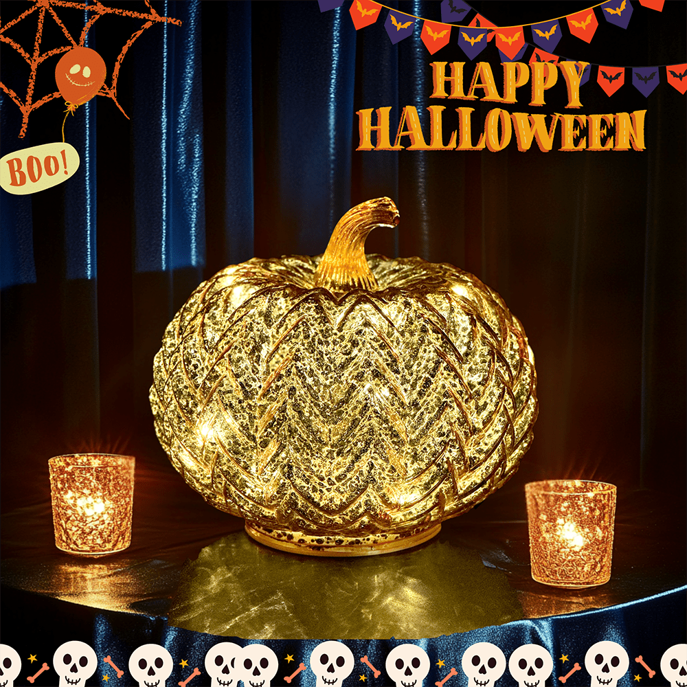 Glass Pumpkin Lighted Centerpiece