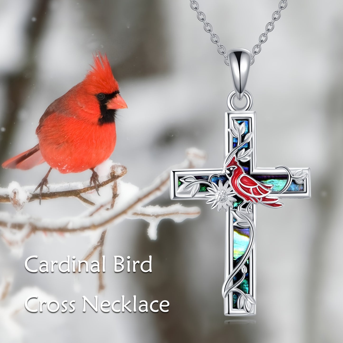 Sterling Silver Bird Cross Necklace