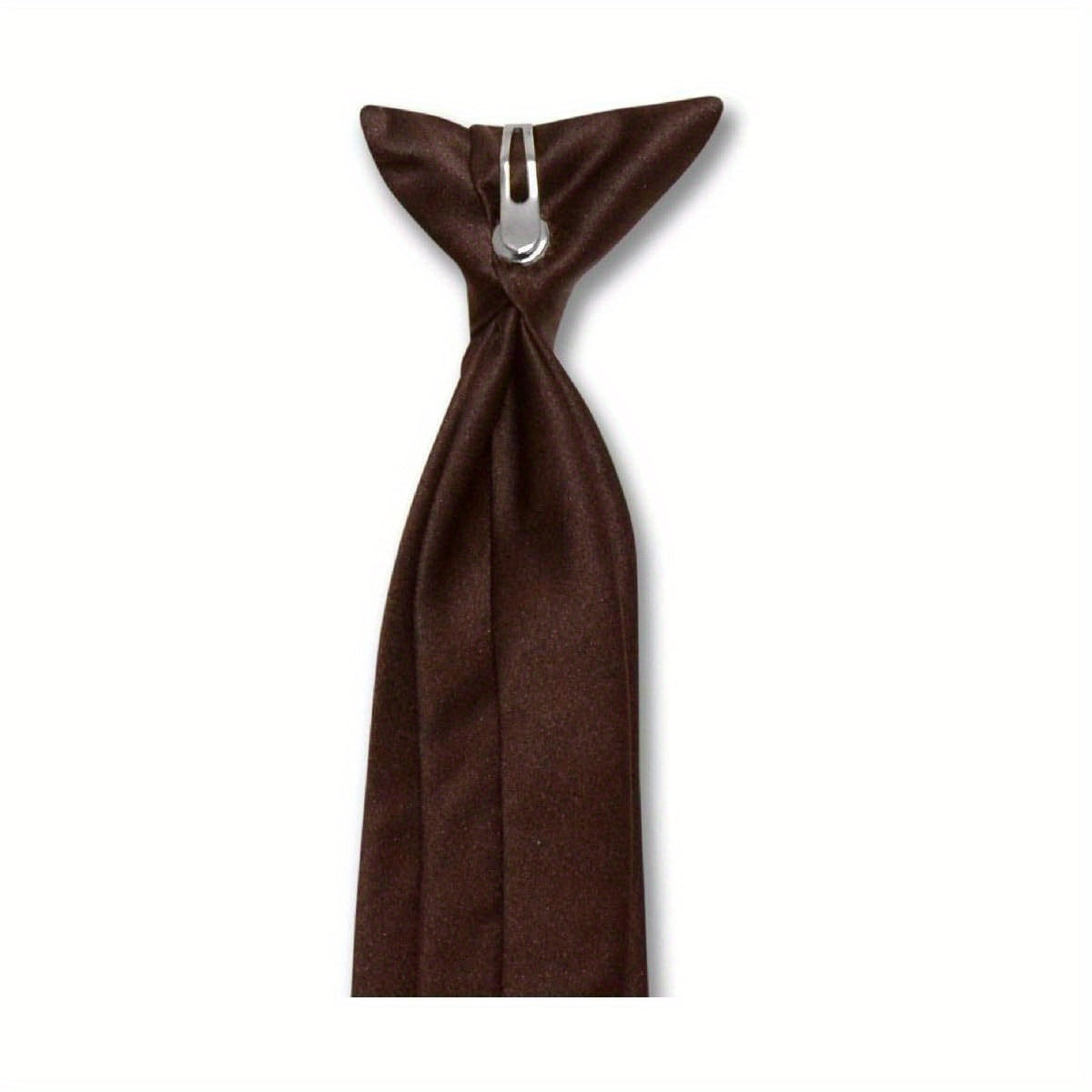 Boys' Clip-On Necktie - Solid Chocolate Brown