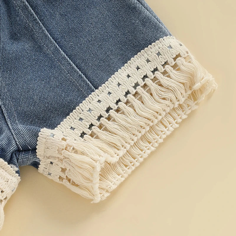 Tank Top and Fringed Denim Shorts Set