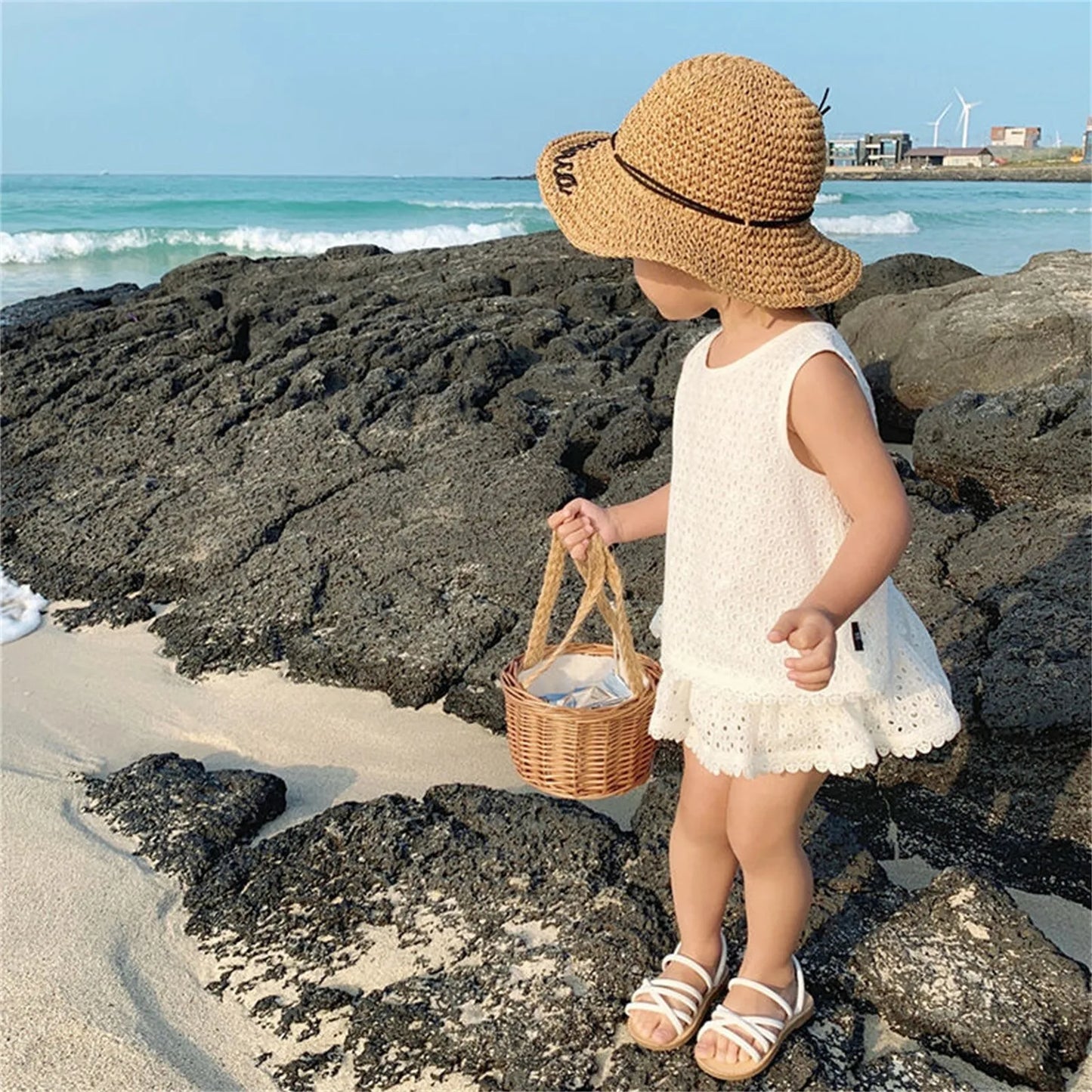 Girls Hollow Lace Suit