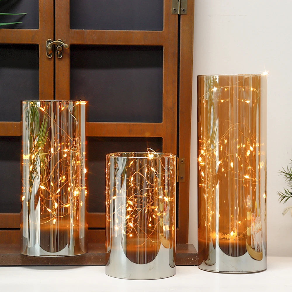 3Pcs Glass Flameless Candles with 8-Key Remote Control