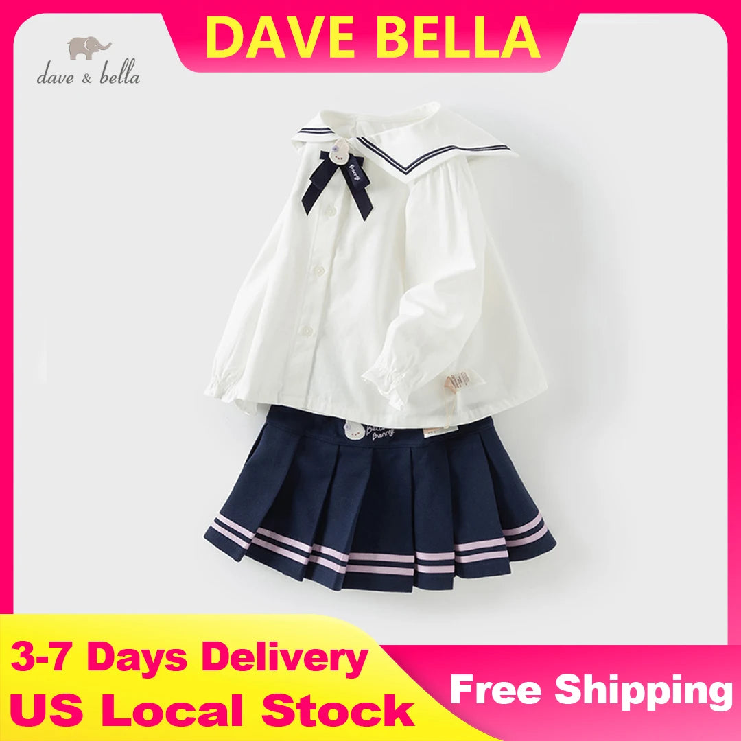 Dave Bella Girls Long Sleeve Shirt Skirt Set