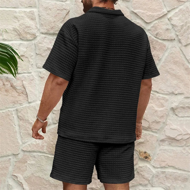 Men s Short Sleeve Tee with Drawstring Shorts Set