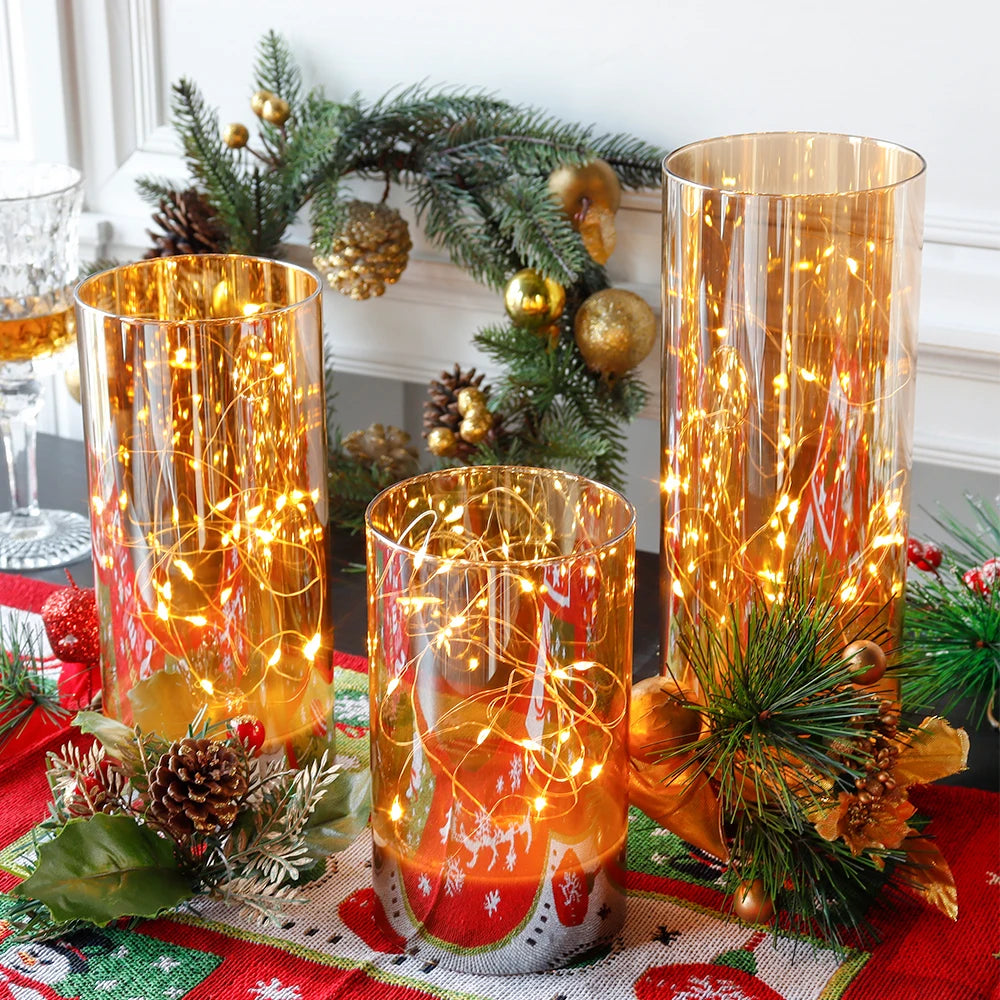 3Pcs Glass Flameless Candles with 8-Key Remote Control