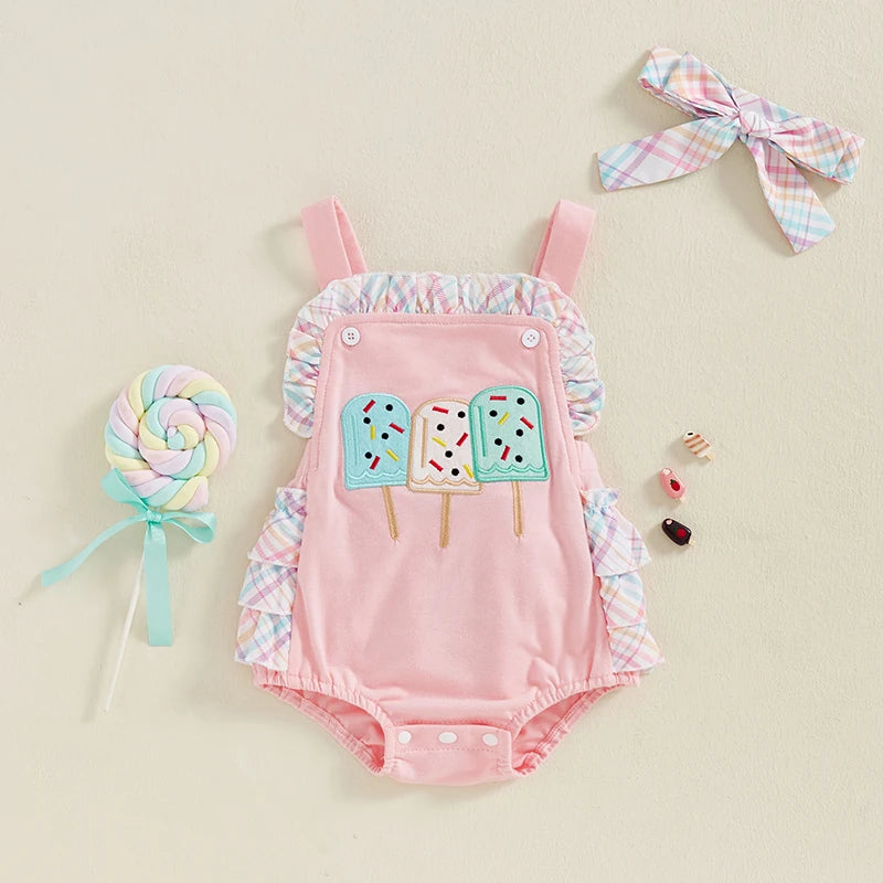 Summer play suit and matching hairbow
