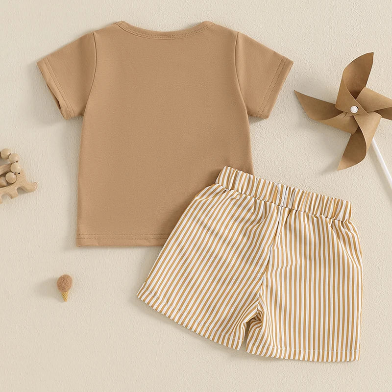 Cute Baby Boy Embroidery Shorts Set