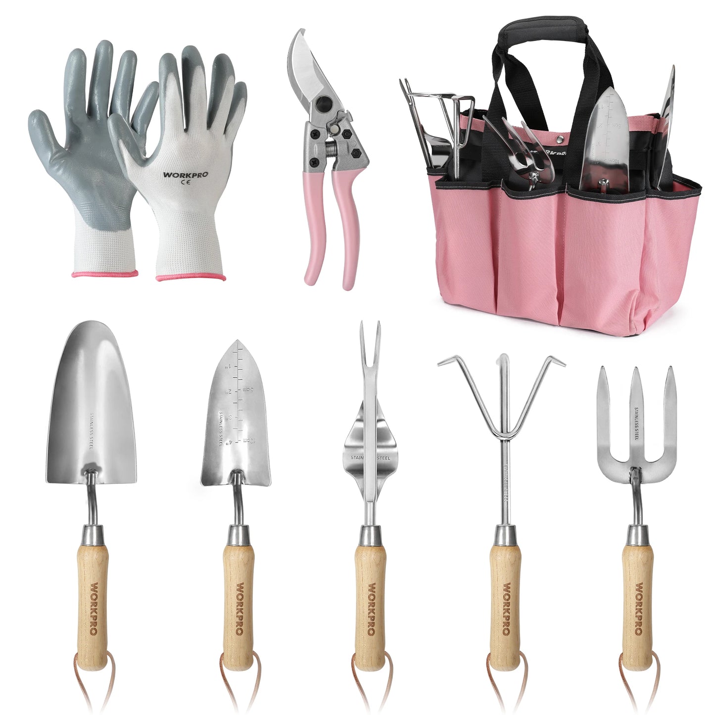 8-Piece Pink Garden Tool Set