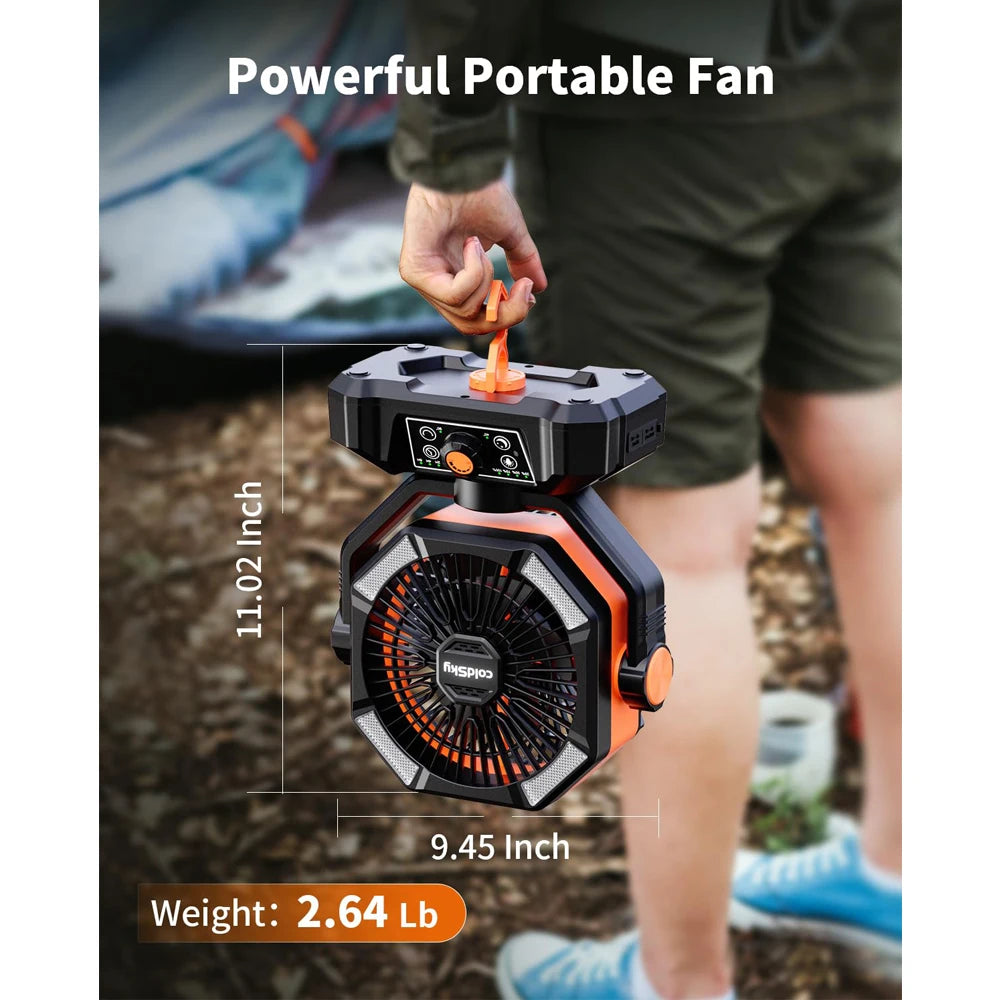 Battery Camping Fan with 4 LED Lantern