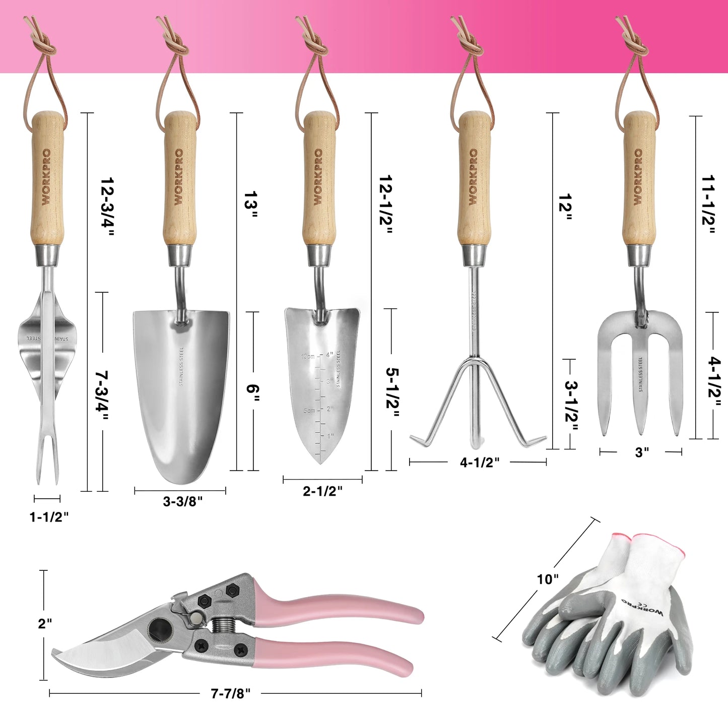 8-Piece Pink Garden Tool Set