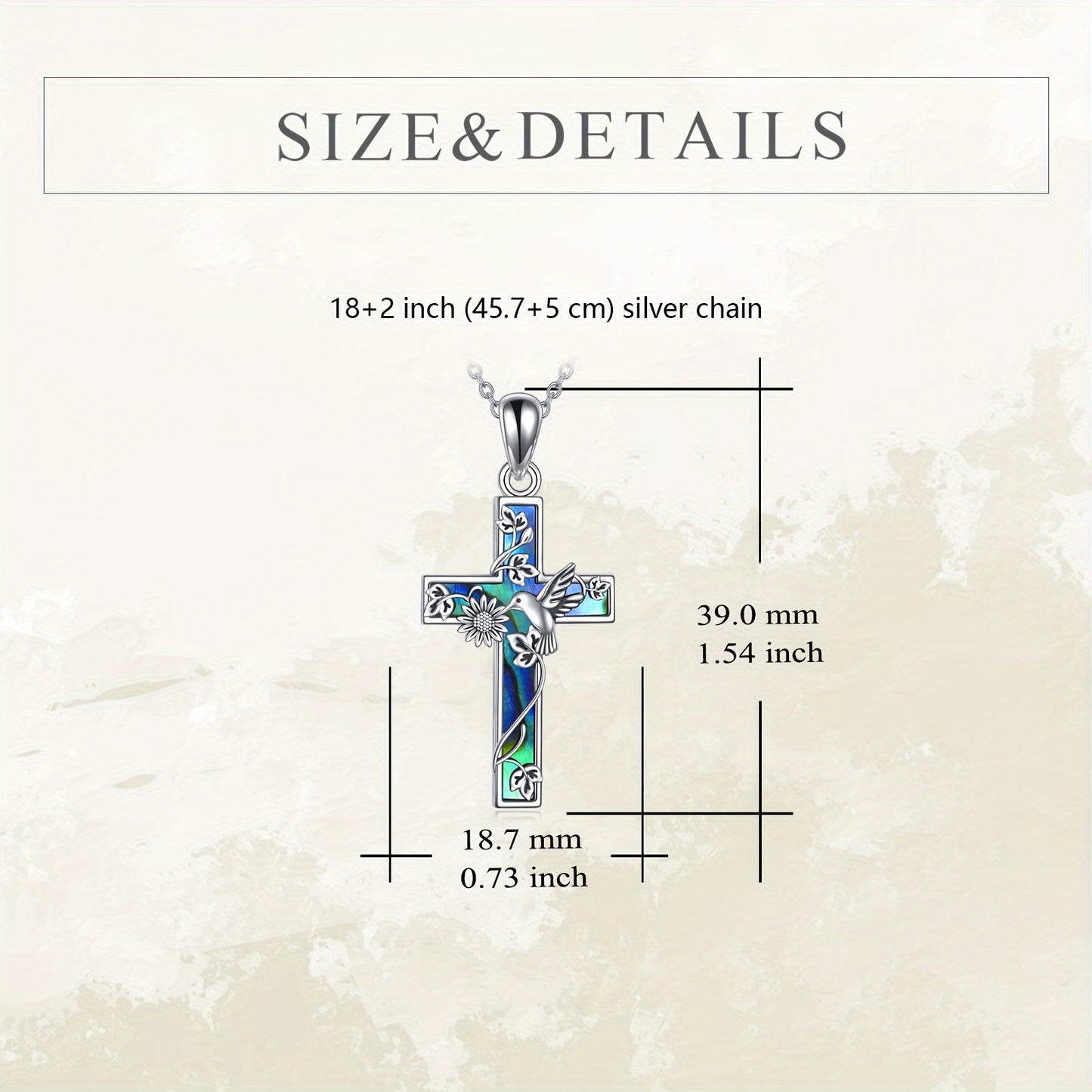 Sterling Silver Sunflower and Hummingbird Cross Pendant