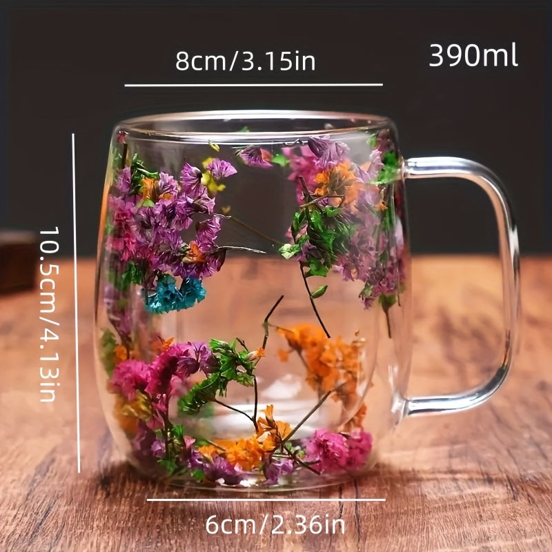 4pcs, Flowers Inside Glass Coffee Mug